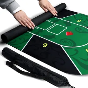 71 x 36Inch Green Texas Hold'Em Poker Mat Portable Rubber Poker Table Top Waterproof Noise Reduction Suitable For Any Tabletop Game Comes With Premium Carry Bag For Playing Everywhere