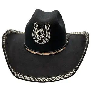 Western Kids Hat with Horseshoe Embroidery and Studded Band for Authentic Cowboy Look