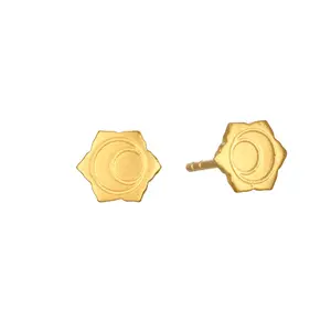 Map of the Self Chakra Earrings 18kt Gold Plated Studs Engraved Sacral Chakra Symbol for Creativity & Sexuality 7mm Stud Size EG0177