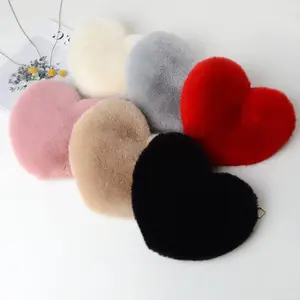 Fashion Women'S Heart Shaped Handbags Cute Faux Fur Crossbody Bags Lady Soft Plush Chain Shoulder Bag Shopper Totes Does not apply