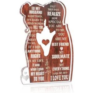 Valentine's Day Gifts for Him Her To My Husband Heartfelt Acrylic Plaque Sign for Home Bedroom Kitchen Office Desk Decor 5 X 3.3 Inch Anniversary Birthday Gifts