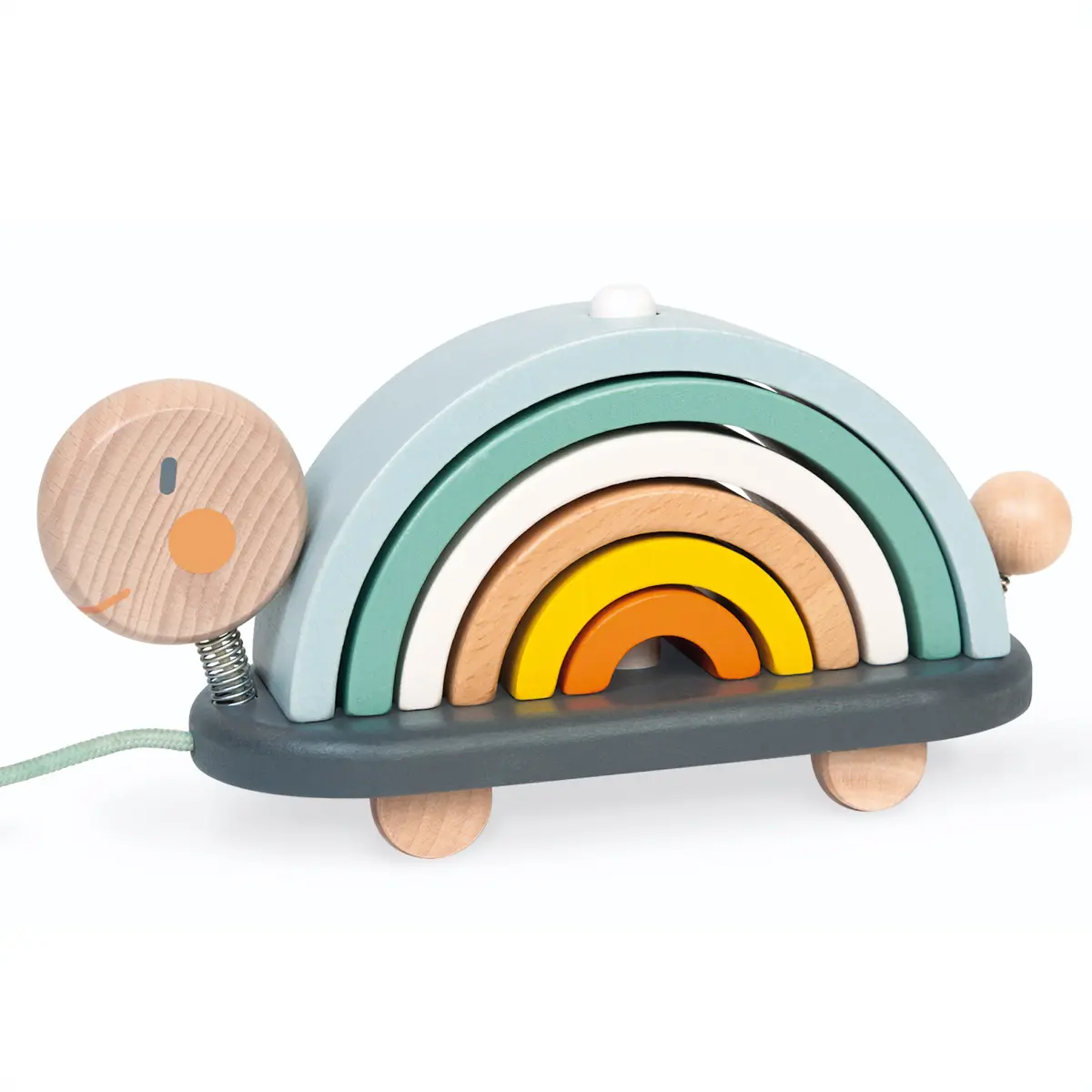 Janod - SWEET COCOON Rainbow Turtle with 6 Wooden Circular Arches