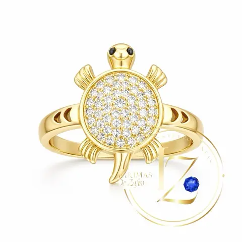 COD1019 Turtle Ring Gold-Toned Design with Central Sparkling Feature Elegant Versatile Accessory for Subtle Glamour