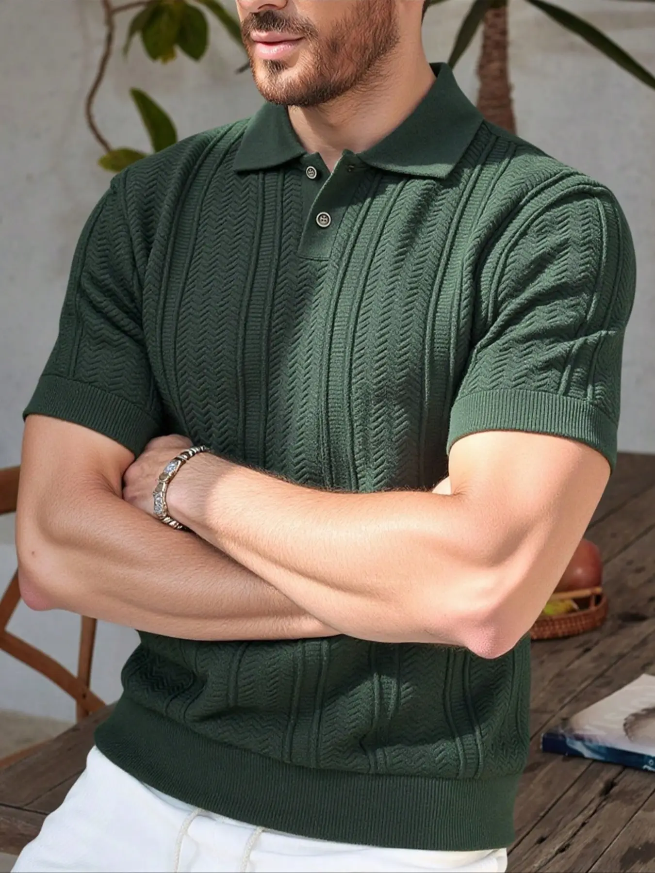 Men's Regular Fit Solid Short Sleeve Polo Shirt, Casual Fashion Breathable Comfy Knitting Top for Summer, Men's Clothes Menswear for Daily Wear, Gamis