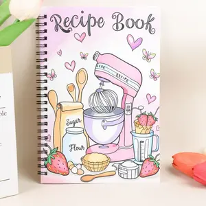 A5 Recipe Notebook 100 Sheets, Clear Step Ingredient Record, Empty Cookbook, Handwritten Planner for Meal Prep, Baking, Home Cooking, Beginners, Spiral Bound Notepad