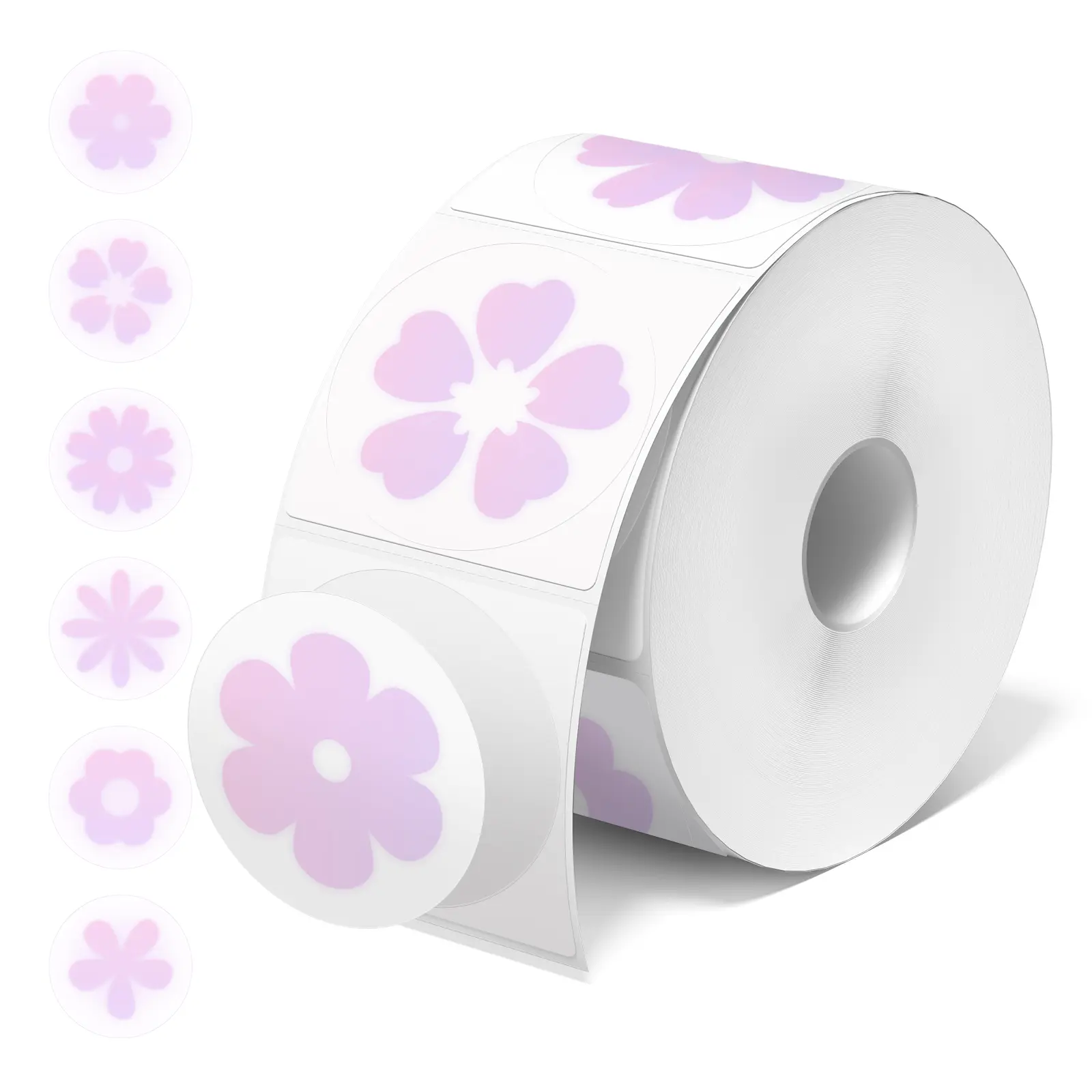 JADENS 2-Inch Circle Eco-Friendly Bisphenol A (BPA)-Free  Floral  Direct Thermal Label Set, Self-Adhesive Round Custom Stickers for Business Use, 750 Sheets/Roll, Compatible with Jadens, Asprink Printers