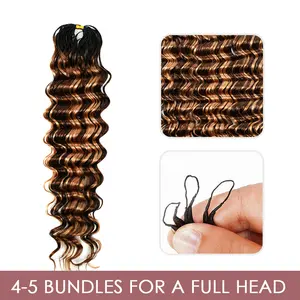 LWIGS #4/27 Mixed Color Deep Wave & Body Wave Crochet Hair Extensions Pre-Separated Feather Crochet Human Hair Bundles #SpringStatements