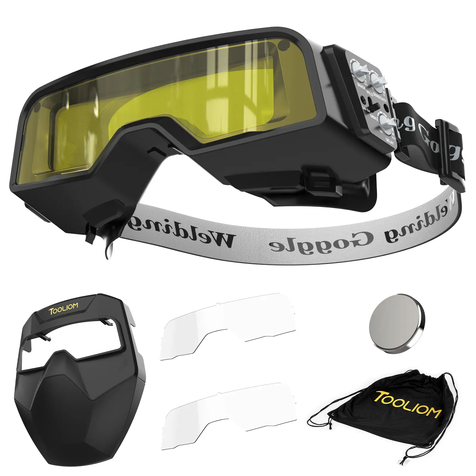 TOOLIOM Auto Darkening Welding Goggles, True Color Shade 5-13 Welding Glasses with Detachable Mask for TIG MIG ARC CUT & Grind