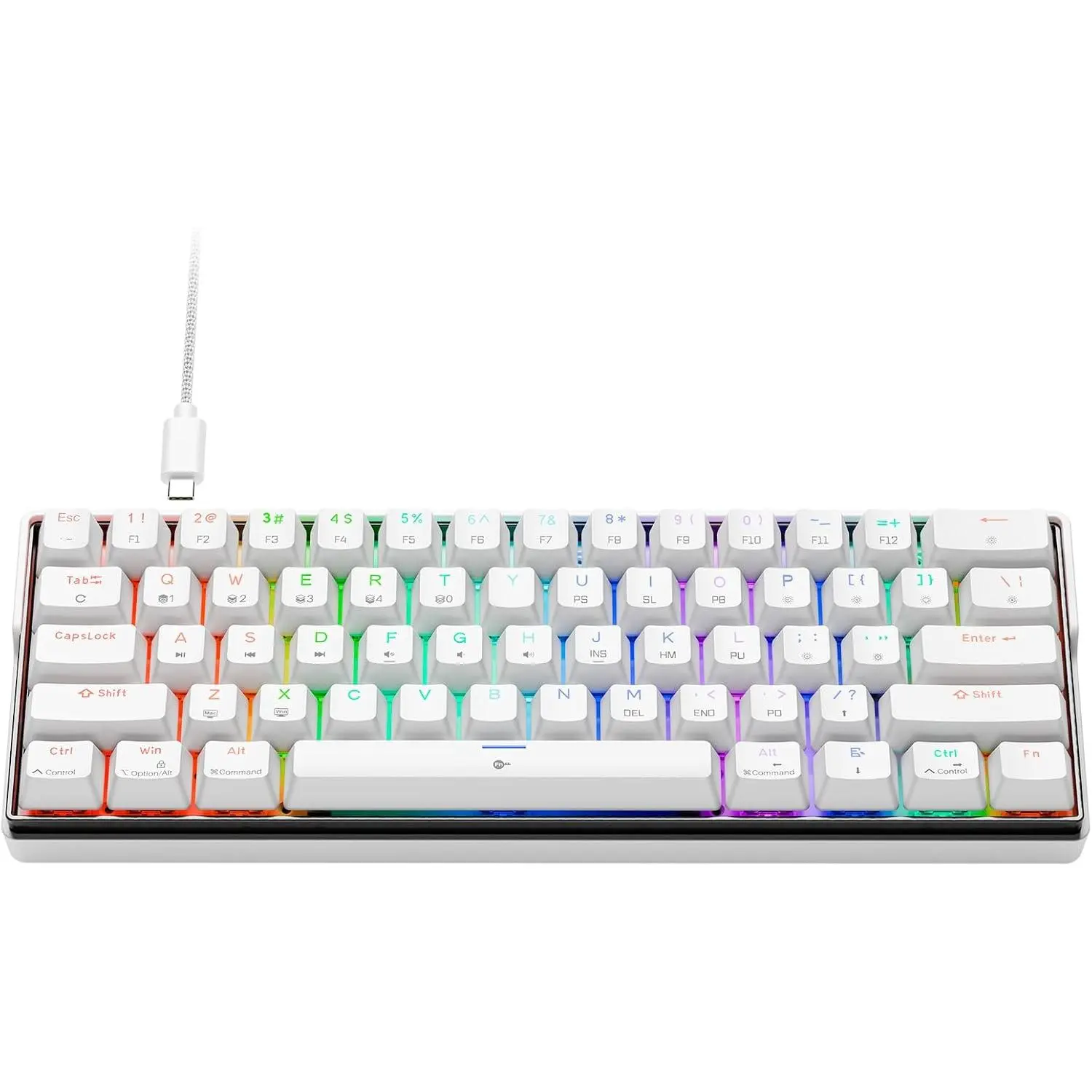 K61SE Gaming Mechanical Keyboard, 60 Percent Wired RGB Backlit N-Key Rollover Compact Mini 61  Keyboard for PC Laptop, Red