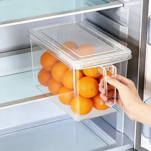 1/2/3/6 PCS Refrigerator Storage Containers with Handles for Refrigerator Organization, Stackable Fridge Organizer, Plastic Food Organizer Bins for fridge storage, home organization essential for cooking prep, grocery management & efficient kitchen spaces