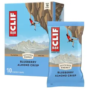 CLIF BAR - Blueberry Almond Crisp - Made with Organic Oats - Bars - Non-GMO - Plant Based Protein Bars (10 Pack)