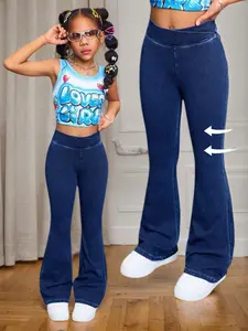 Girls' Fashion Casual Flared Jeans, Elastic Slim Fit Design, Perfect for Daily Wear & All-Season Comfort, Batch No. 202410