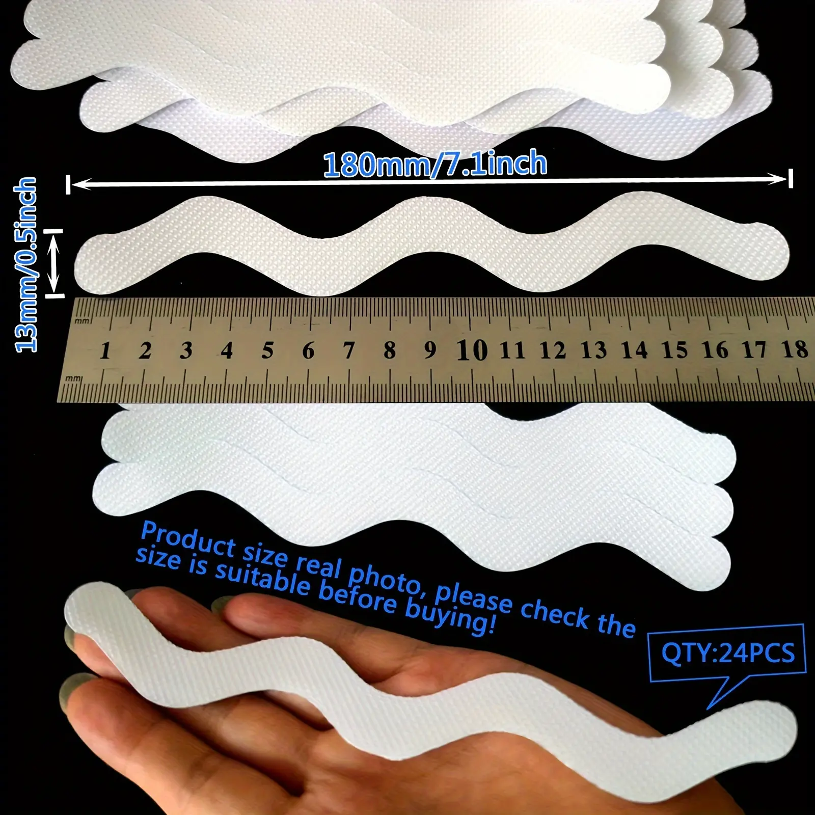 24pcs Transparent Anti-Slip Strips for Bathroom Floor & Shower Area, Easy Stick-On Safety Tape, Prevent Slipping Injuries, Bath Decor Accessories, Bathroom Accessory