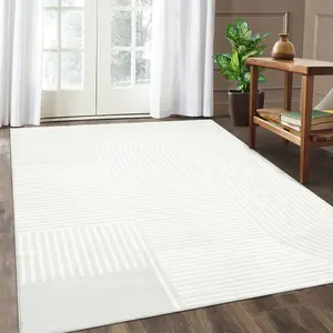 8x10 Rug for Living Room Washable Rug Modern Abstract Area Rugs Non Slip Stain Resistant Floor Covering Non Shedding Low Pile Geometric Mats for Bedroom, Dining Room, Beige