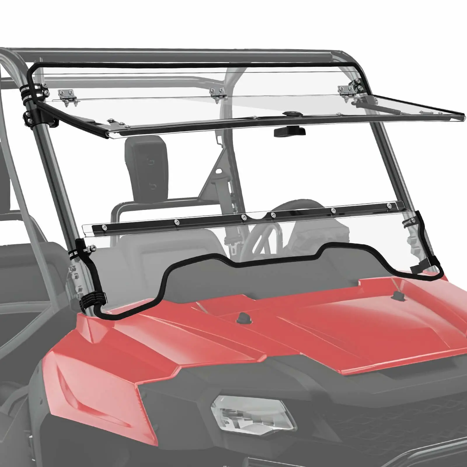 StarknightMT Flip-Up Polycarbonate Windshield Protector for Honda Pioneer 700/700-4 (2014-2026) - 25x Stronger Than PMMA, Scratch-Resistant, UV/Rain Protection, Hard-Coated Sides UTV Front Full Windscreen Driving Safety Accessory, 25X Pmma Stronger