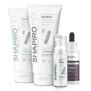 Shapiro MD Hair Growth Experts Women's Regrowth Kit Plus: Shampoo, Conditioner, 2% Minoxidil, Leave-In Foamer. Anti Hair Loss and Thinning Hair Solution for Women