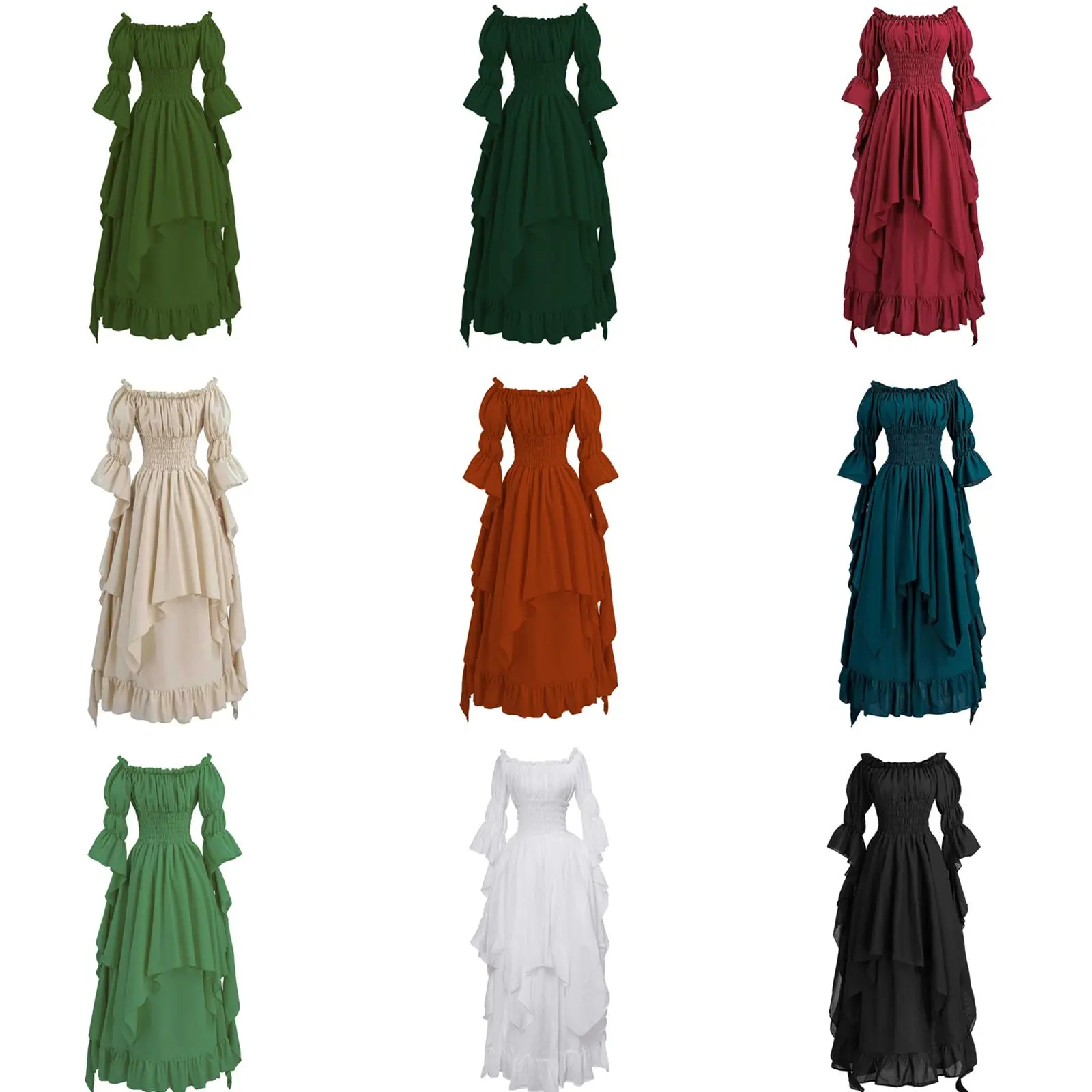Women Gothic Witch Dress Medieval Renaissance Costume Victorian Dress for Halloween Party