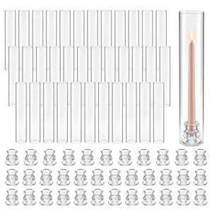 Hurricane Candle Holders Set Of 36 – 2.56 In By 13.78 In Tall Clear Glass Cylinders, High Borosilicate Glass, Wind Resistant Sleeve, Ideal For Weddings, Table Centerpieces, Parties, And Home Decor
