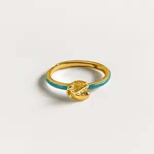 Fortune Cookie Ring (Aquamarine) - Gold