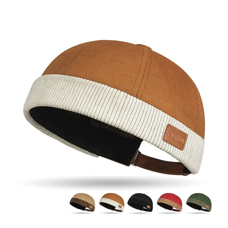 Unisex Vintage Rolled Cuff Brimless Docker Cap - Knit Cotton Beanie for Hip Hop Casual Style, Multiple Color Options, Clothes, BK, BY, No Brim Design Headwear