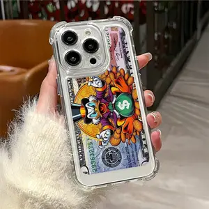 Anti-Drop Angry Duck Money Pattern Tpu Case for iPhone 6/7/8/x/XS/XR/XS Max/11/12/13/14/15/16/17 Pro Max, Perfect Gift for Couples
