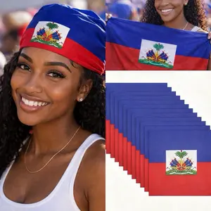 Haitian Flag Bandana Soft Fabric Head Scarf Multi-Use Hair Wrap Fashion Accessory for Everyday Wear