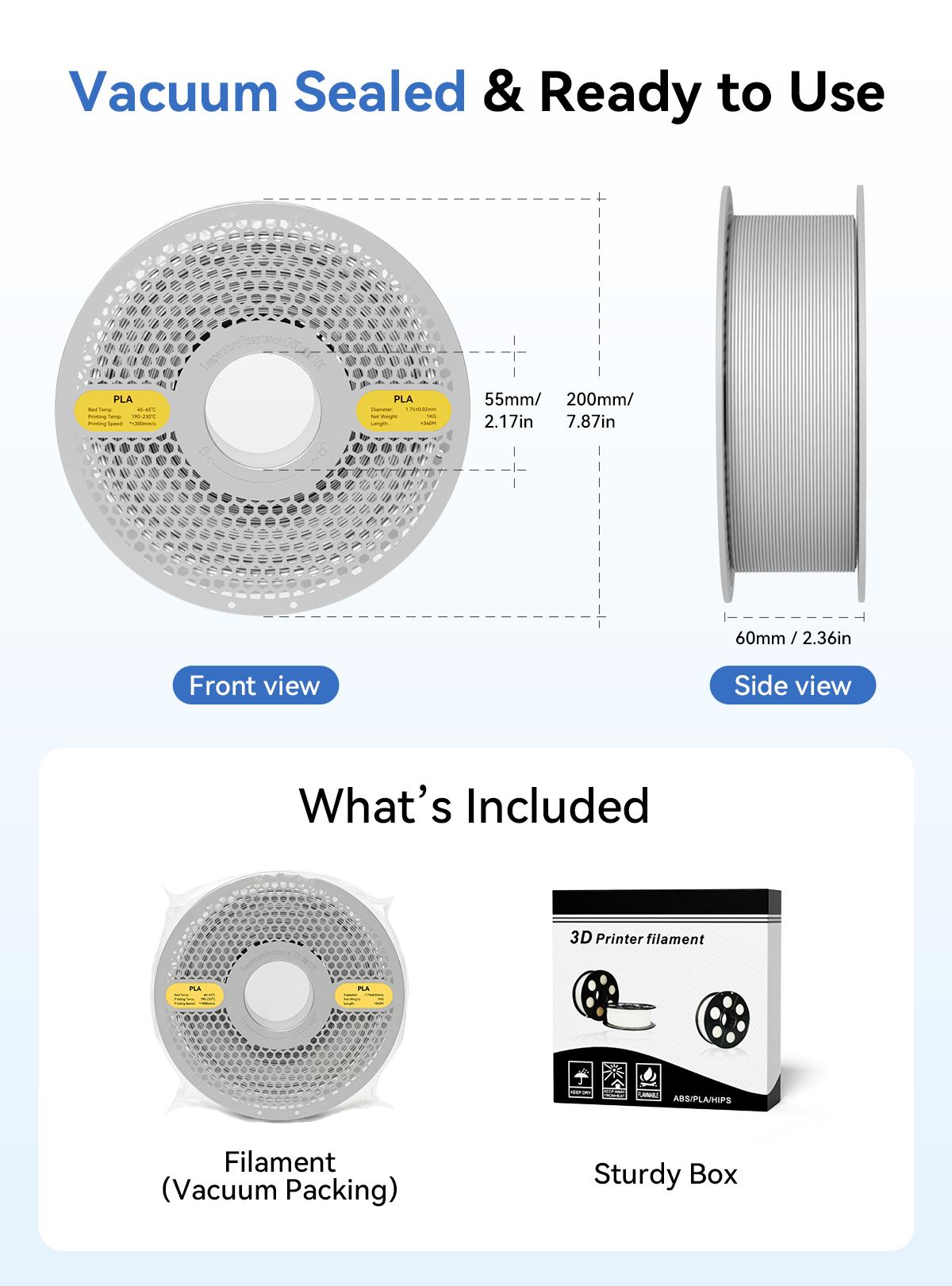 VERTEXFIL PLA Filament for 3D Printers — 1.75mm 1kg (2.2lb) Spool, Black & White PLA, Tangle-Free, High Precision ±0.02mm, Strong, Smooth, Eco-Friendly, 13 Vibrant Colors, Compatible with BambuLab, Creality, Anycubic, Prusa & Most FDM Printers