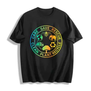 Men’s 100% Cotton Graphic Tee S-5XL Plus Size Environmental Awareness Save Plant Recycle T-Shirt Summer Casual Wear For Nature Lovers Eco Friendly Gift