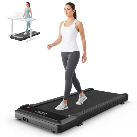 Sweetcrispy 3-in-1 Folding Treadmill - Portable Compact Storage Walking Trainer, Slip-Resist Quiet Under Desk Workout Machine for Home/Office, 200 lbs Cap., Slim Design, Remote Workout Support