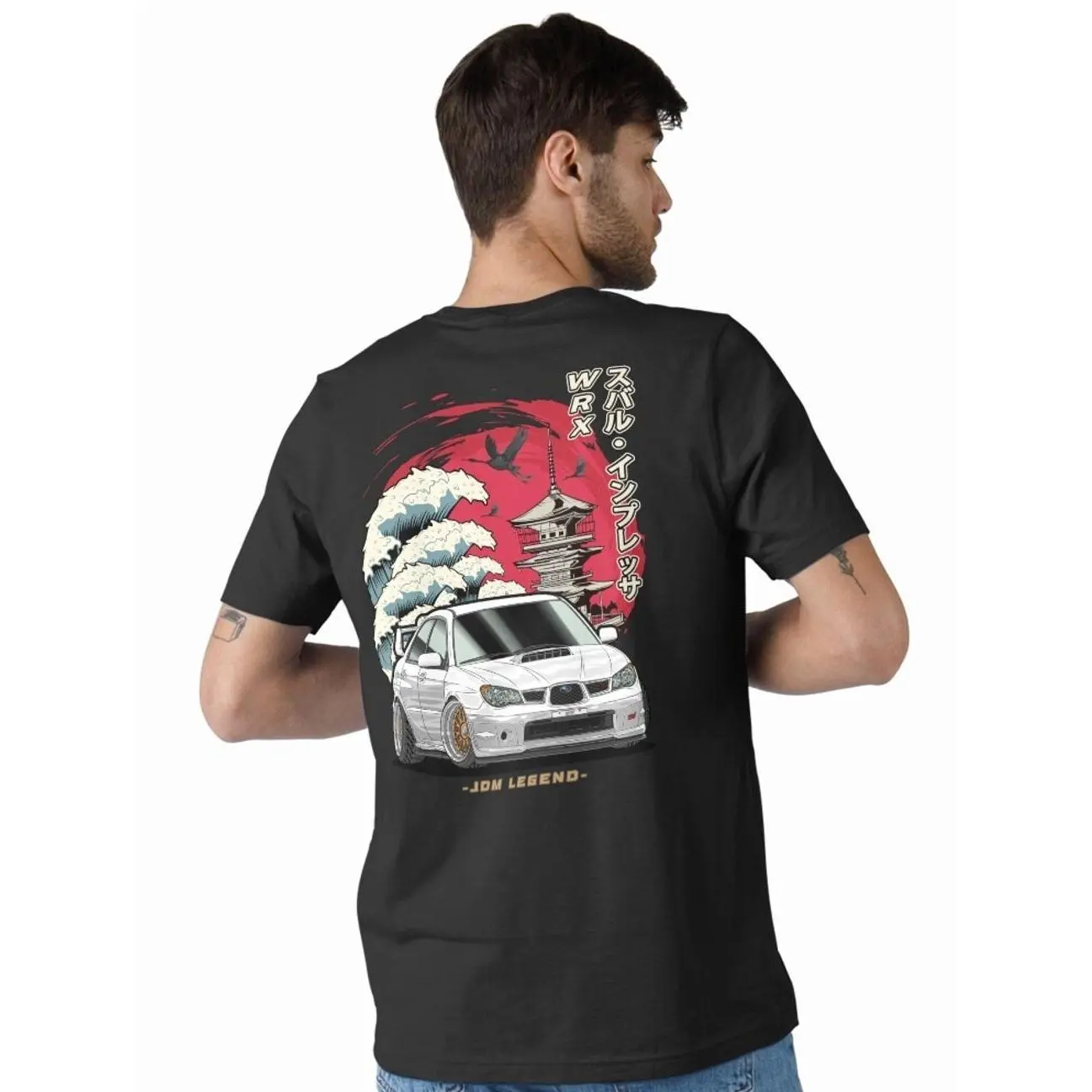 JDM Graphic for Auto Enthusiasts Subaru  Nippon White Subie Impreza WRX STi Hawk Eye  Essential T-Shirt , Street Racing & Car
