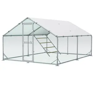 Large Metal Chicken Coop, 10x13x6.5FT Chicken Runs for Yard with Cover