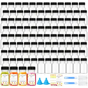 HILAKE 100pcs 4oz Plastic Cups with Lids, Funnel & Cleaning Brush. Easy to clean, reusable small-capacity containers for juice, tea, milk & drinks, perfect for camping, picnics, traveling, ideal gifts for graduation, Mother's Day & Valentine's Day.