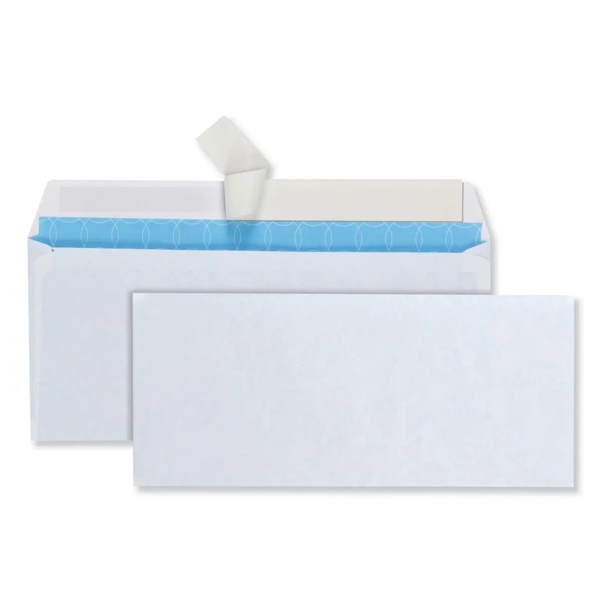 White Self-Adhesive Gummed Business Envelopes, 4 1/8 x 9 1/2 Tinted with Poly Window, 1 Box for Office Settings