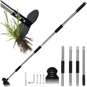 Garden Weed Tool,Portable Gardening Weeder Tool,63" Weeding Tools Gardening long Handle,12-Claw Steel  Design - Easy weeding without bending or squatting down,Suitable for farm planting,gardening