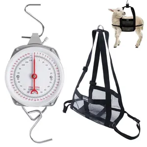 Mechanical Hanging Scales 110lb, Calf Sling and Hanging Weight Scale 2 in 1 Kit, Weighing Sling for Calves Lambs Goats Newborn Livestock Dogs, High Accuracy Spring Dial Weight Scale