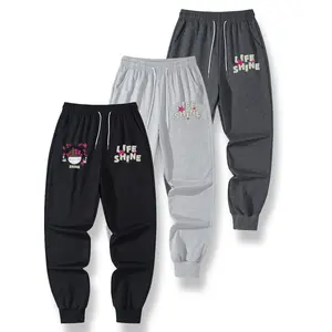 Menswear Cuffed Sweat Pants - Premium Elastic Cuff, Bold Happy Face Graphic with Stellar Accents, LIFE SHINE Lettering, Floral Touch, All Seasons Trendy Lounge Bottoms