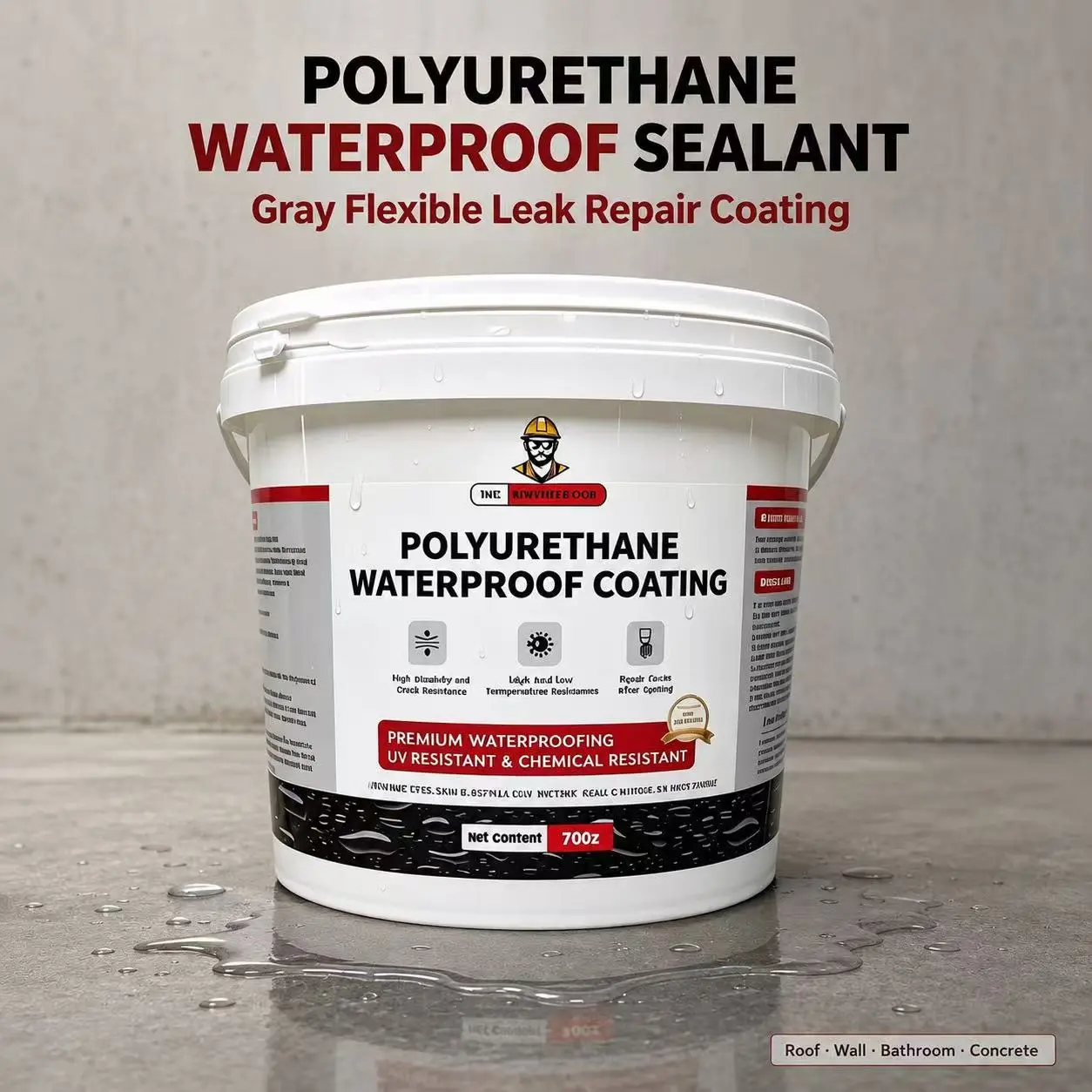 High-Elasticity Polyurethane Waterproof Sealant Coating – Permanent Crack & Leak Fix, Weatherproof Durable Water Shield for Roof, Bathroom, Concrete, Metal Wall & Exterior Use