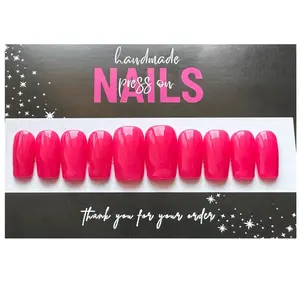 Beautiful dark Jelly Pinks 10 PCS Handmade Acrylic Press On Nails - available with Customizable Sizes and Shapes