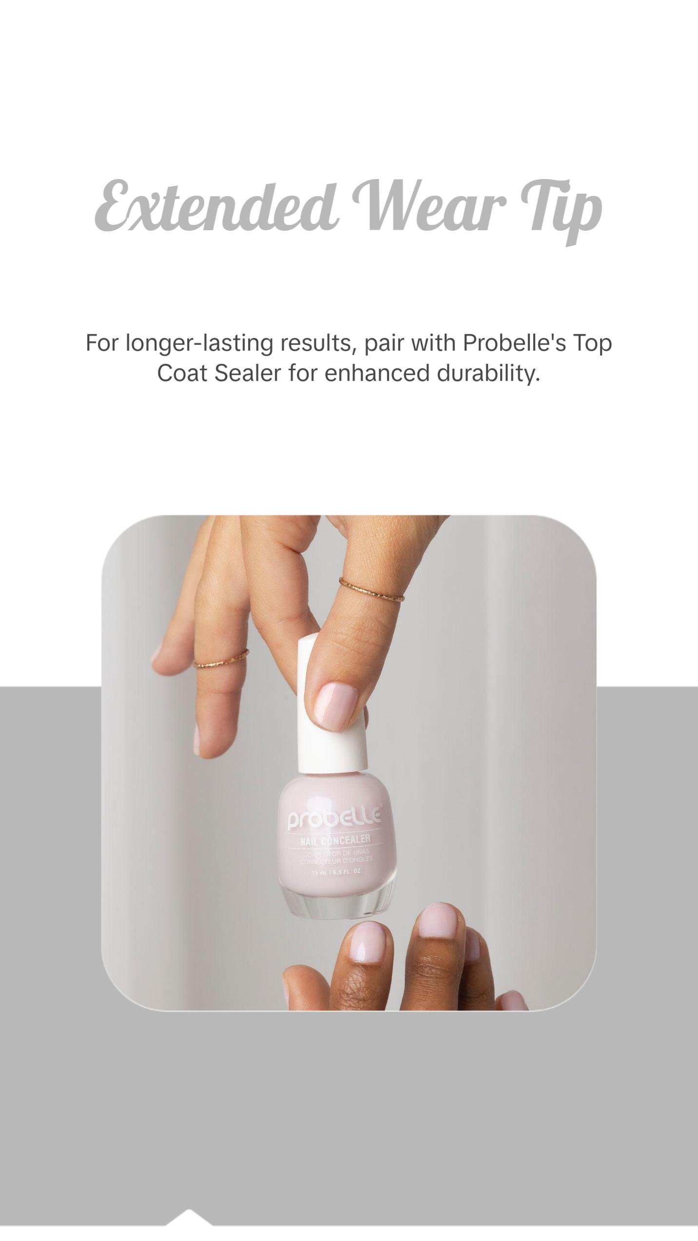 Probelle Illuminating Nail Concealer, Sheer Long Lasting Brightening Nail Polish for yellowing discolored nails, perfect finish for damaged or yellowing nails to conceal nail imperfections, Vegan, Gluten Free