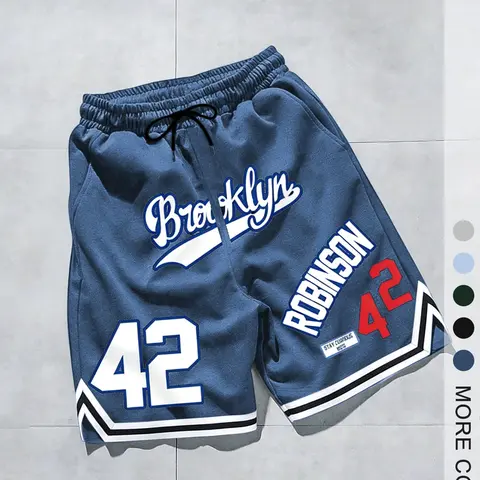 Men's Vintage Brooklyn Robinson Basketball Shorts, Loose Fit with Drawstring and Side Stripes, Breathable Sports Clothing, Graphic Shorts, Casual Sports Shorts, Breathable Workout Shorts, Breathable Gym Shorts, Drawstring Athletic Shorts