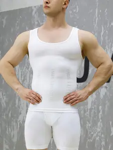 1 Count Men's Body Shaping Sleeveless Vest, Breathable Chest Binder Men Controlled Compression Shirt, Shaperwear Tops, Boyfriend Style Men Basic  Tank, Suitable For Sports Activities Gym Clothes