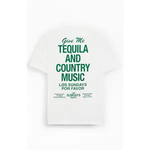 Los Sundays Men's White The Tequila & Country Music T-Shirt - Multicolor