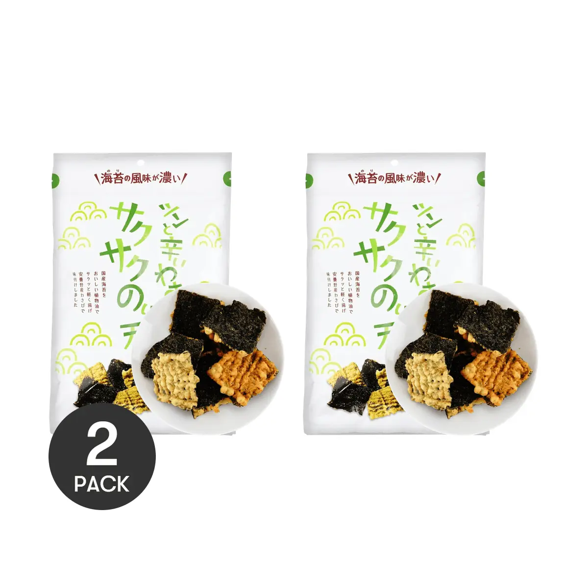2 Pack MARUKA Japanese Tempura Seaweed Crisp Wasabi 2.29 oz Each - Crunchy Nori Snack