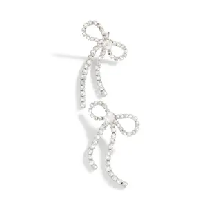 Cassia Embellished Bow Tie Earring - Silver