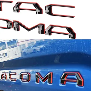 Tailgate Letters for Toyota Tacoma 2016-2021 – 3D Red & Gloss Black No-Drill Insert, Easy Install Truck Accessories, Premium Factory Style Upgrade for Off-Road Pickup Trucks