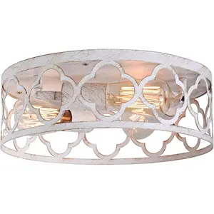 Flush Mount Ceiling Light,13-inch Ceiling Light Fixture,3-Light Kitchen Light Fixtures,Rustic Antique White Finish,Farmhouse Light Fixtures for Bedroom,Living Room,Kitchen,Hallway and Foyer