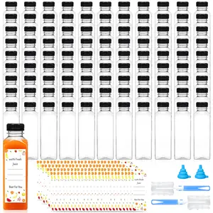 HILAKE 100pcs 16oz PET Water Bottles, Durable & Easy to Clean, with Funnels and Cup Brushes, Perfect for Wedding Decor, Kitchen Juice/Vegetable/Drink Storage, Essential for Travel, Hiking, Easter & St. Patrick's Day