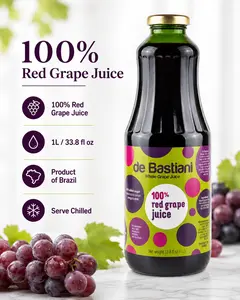 De Bastiani Whole Grape Juice 33.8 oz (1L) - 100% red grape juice from Brazil, No added sugar, no preservatives, Non alcoholic, non fermented, gluten free, Natural grape juice, Ready to drink. Product of Brazil, Beverage Fruit