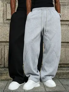 2-pack men’s summer straight-leg breathable sweatpants, light athletic long pants with a loose wide-leg fit, soft skin-friendly fabric, retro street style for men, versatile menswear for all seasons, standard sizing, summery vibe.