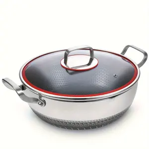 cooking pot, Frying pan, Soup Pot, hot pot, Fry Pan Tri-Ply Stainless Steel Multi-purpose pot with Lid, Suitable for a Wide Range of Stoves